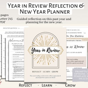 Year in Review Reflection and New Years Resolutions Bundle, Year In Review Printable, Self- Reflection Guide, Printable Planner