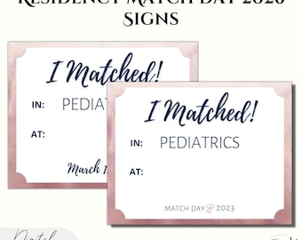 Residency Match Day Signs 2025 2026, "I MATCHED" Editable Printable Template, Pink Ombre Party Decor, Medical School Match Day