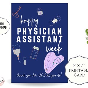 Happy Physician Assistant Week Appreciation Card, Happy PA Week, Thank You Card, Hospital PA Staff Thank You Printable Card, PDF