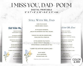 Poema en memoria de papá: Poemas para recordar a papá (juego de 4 imprimibles) / Regalo por la pérdida de un padre / Impresión de condolencias / Recuerdo funerario / Homenaje a papá