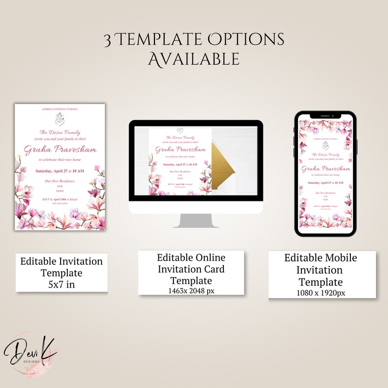 Gruha Pravesham Editable Invitation Template, Griha Pravesh Invitation ...