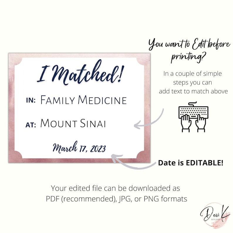 Residency Match Day Signs 2024 i Matched Etsy