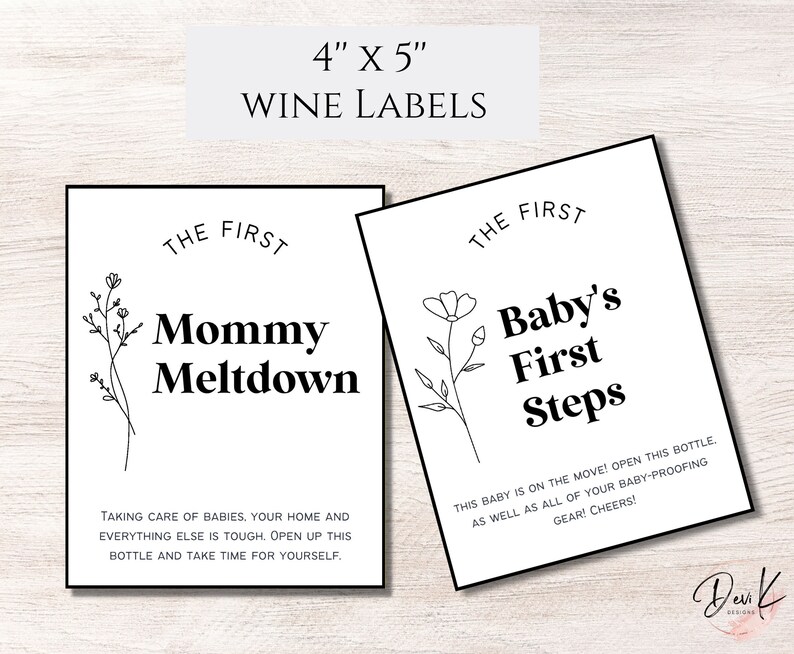 New Mom's First Milestone Printable Wine Labels Set of 4 - Etsy