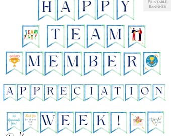 Banner para la Semana de Agradecimiento a los Miembros del Equipo, Decoración para el Agradecimiento al Equipo, Decoración de Oficina para el Agradecimiento, Guirnalda, Descarga Instantánea, PDF