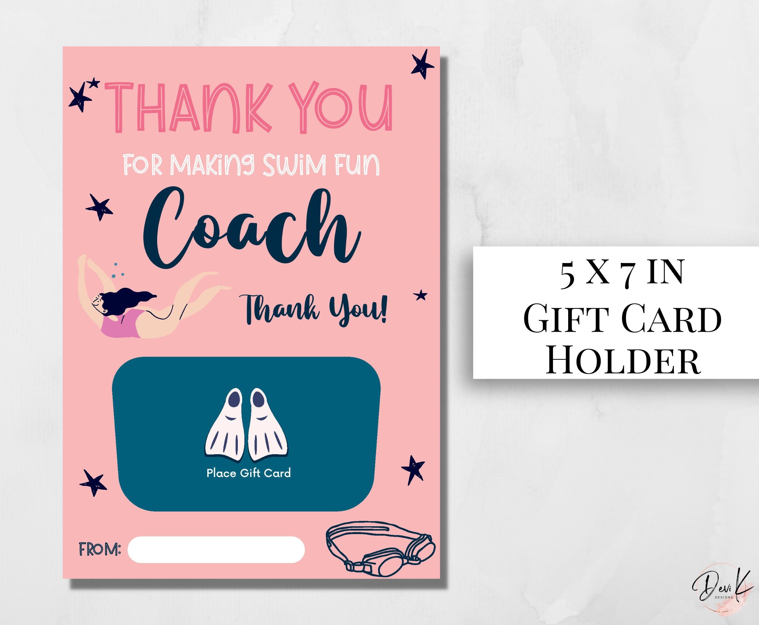 Swim Coach Gift Card Holder Swim Teacher Gift Swim Etsy