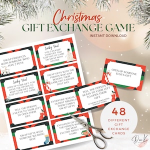 Christmas Gift Exchange Game Printable, White Elephant Party Game, Gift Swap, Holiday Game, Christmas Friends Family Game Fun, Yankee Swap