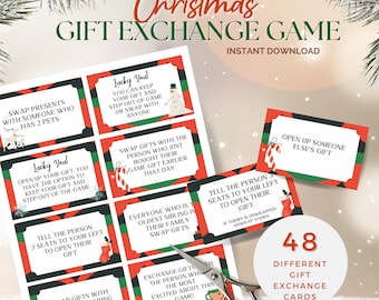 Christmas Gift Exchange Game Printable, White Elephant Party Game, Gift Swap, Holiday Game, Christmas Friends Family Game Fun, Yankee Swap