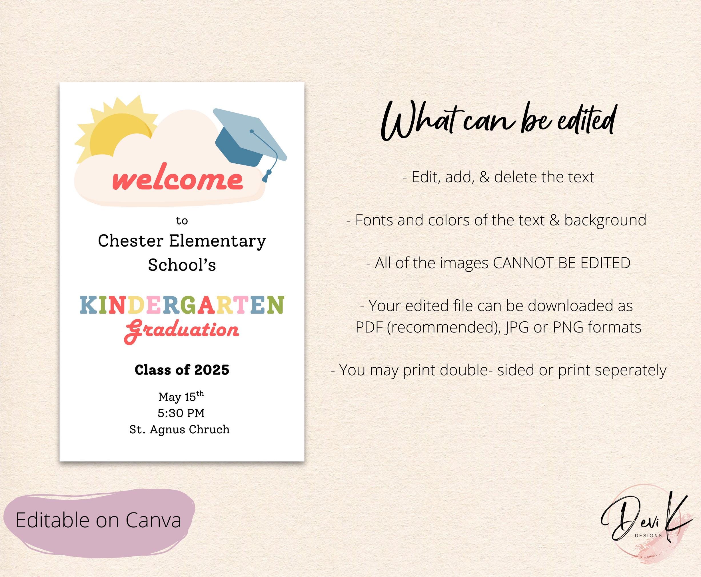 Editable Graduation Program Template, Kindergarten Pre K Graduation ...