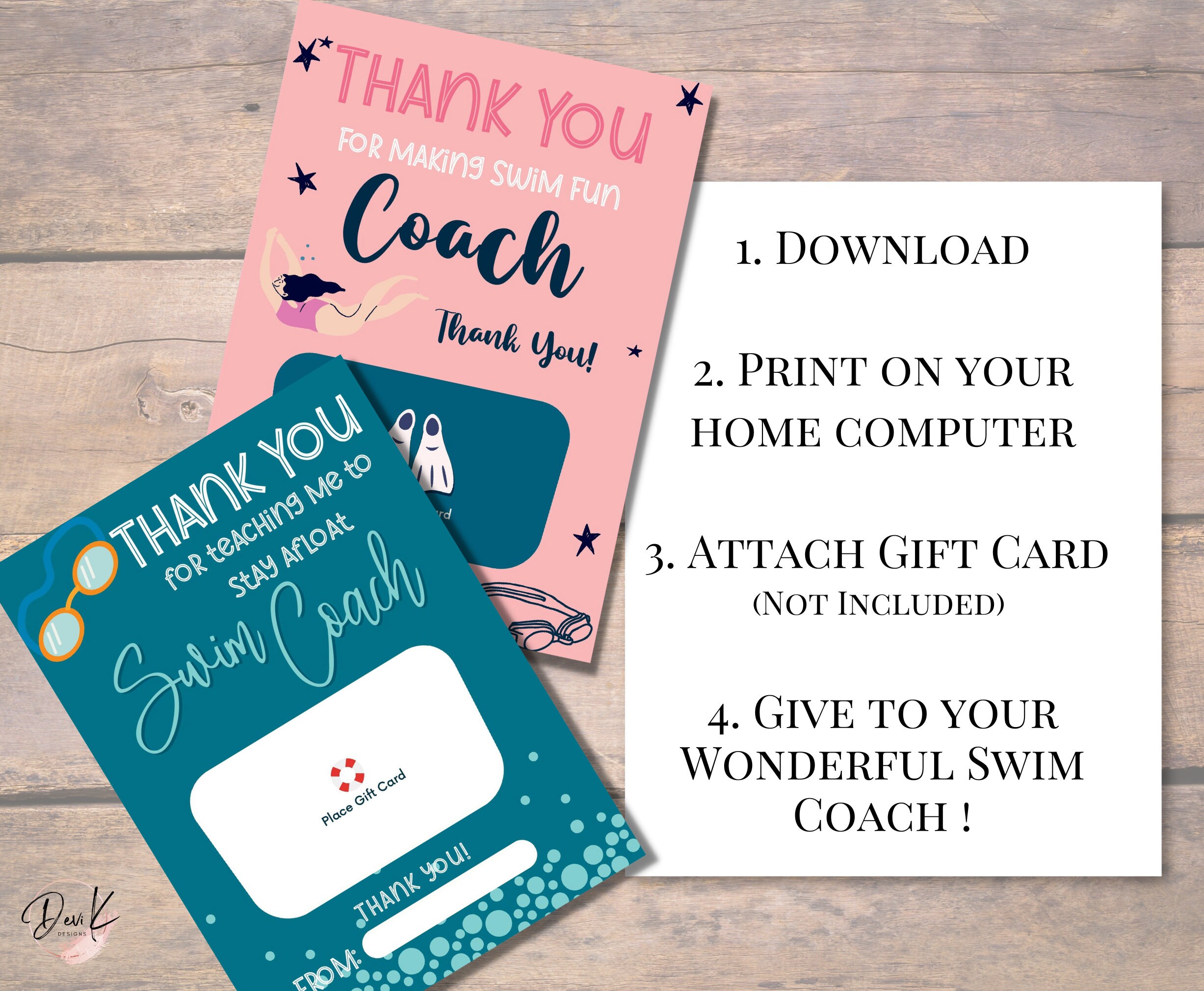 Swim Coach Gift Card Holder Swim Teacher Gift Swim Etsy