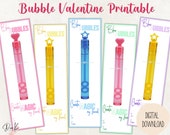 Bubble Valentine Printable, Bubble Wand Holder, Kids Valentines Day, Pastel, Classroom Valentines, Instant Download