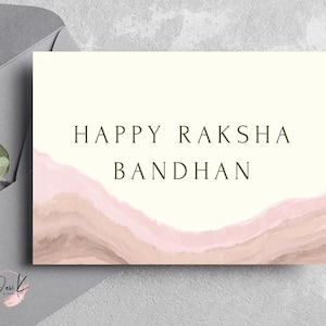 Raksha Bandhan Card, Sister, Rakhi Card, Modern Rakhi Card, Pink Marble, Blank Card, Printable, INSTANT DIGITAL DOWNLOAD