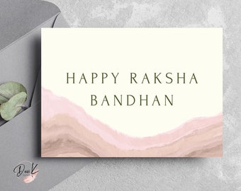 Raksha Bandhan Card, Sister, Rakhi Card, Modern Rakhi Card, Pink Marble, Blank Card, Imprimable, INSTANT DIGITAL DOWNLOAD