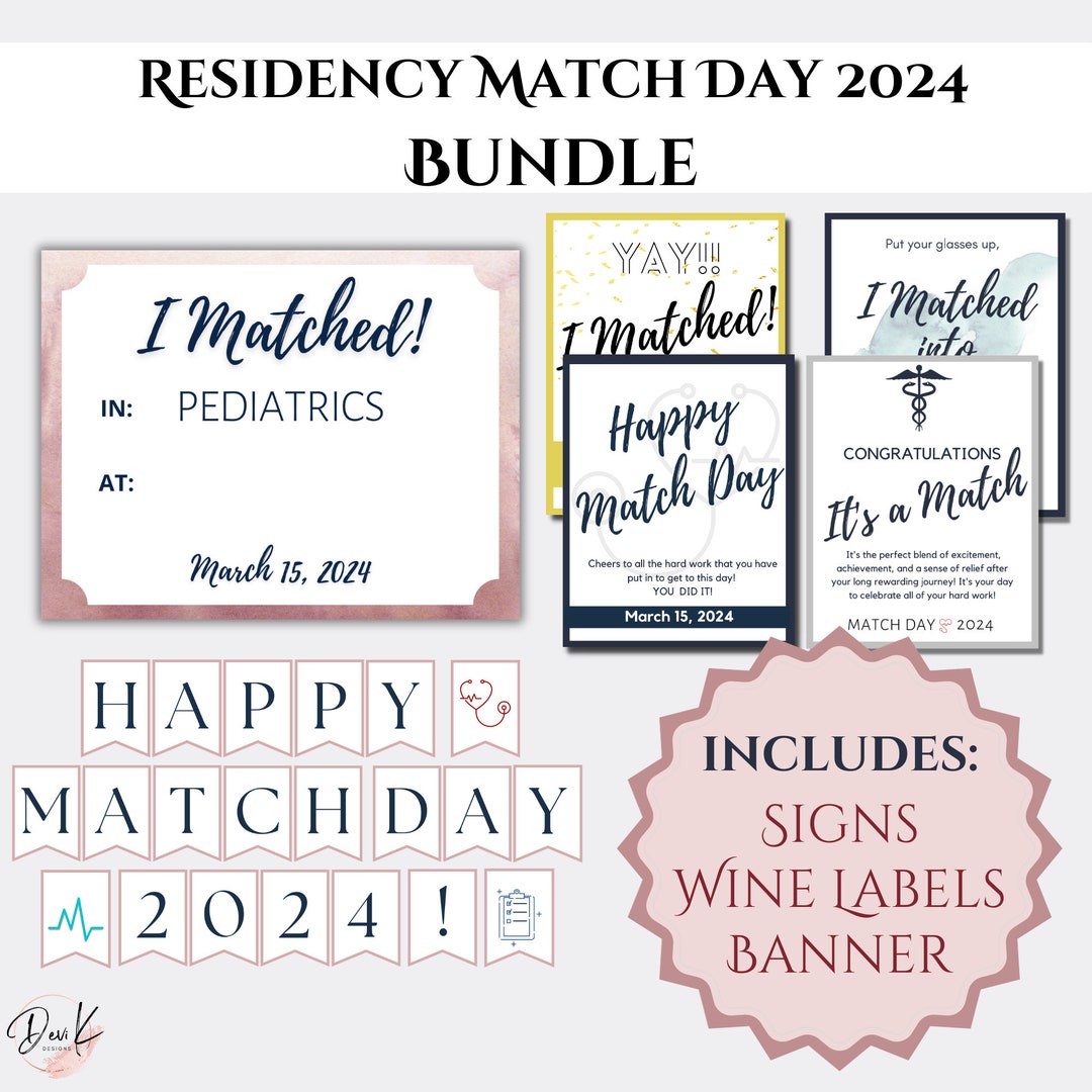 Residency Match Day 2024 Bundle, i Matched Editable Printable Signs