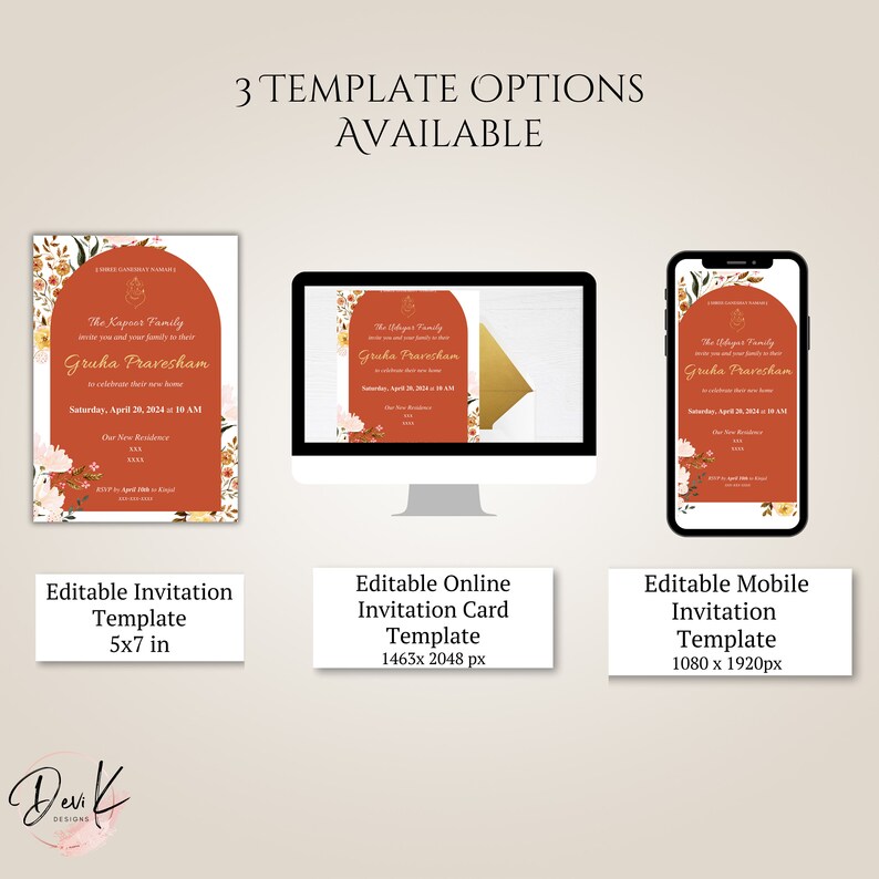 Gruha Pravesham Editable Invitation Template, Griha Pravesh Invitation, Vaastu Pooja Invite Card, Indian Housewarming, Pooja Invitation image 4