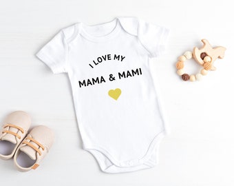I Love My Mama & Mami Onesie, Aunt Uncle, Baby Gift, Baby Bodysuit, Baby Shower gift, Indian, Gujarati