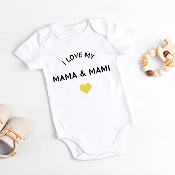 I Love My Mama & Mami Onesie, Aunt Uncle, Baby Gift, Baby Bodysuit, Baby Shower gift, Indian, Gujarati