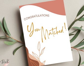 Congratulations on Your Match Card, Residency Match Day 2024, Boho, Printable, Virtual, Match Day Gift, Doctor