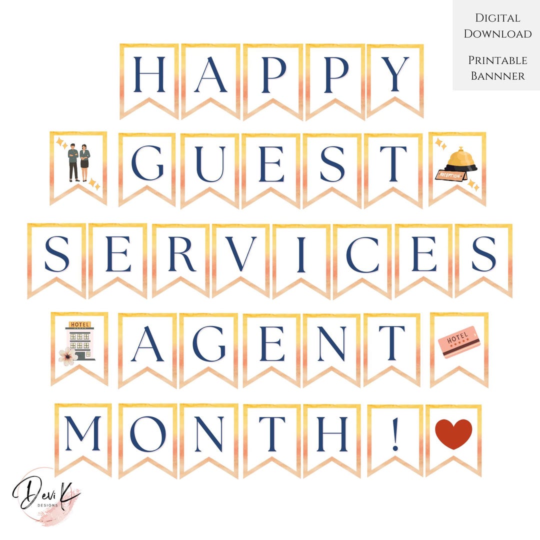 Guest Services Agent Month Printable Banner, Hotel Agents, Guest ...