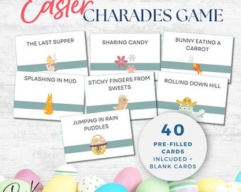 Juego de charadas de Pascua imprimible, actividad de representación o dibujo para todas las edades, divertido juego festivo, juego de Pascua, descarga instantánea