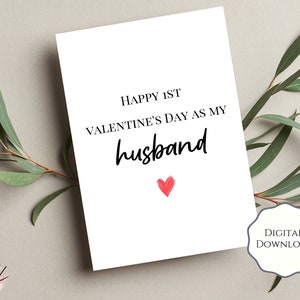 Primeiro cartão de dia dos namorados para o marido, cartão de dia dos namorados para impressão para o marido, download digital, cartão romântico para ele