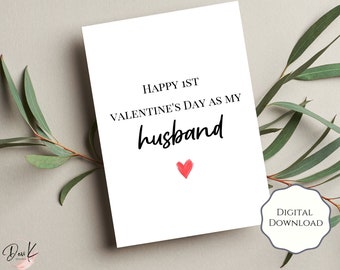 1st Valentine's Day Card for Husband, Printable Valentine Card for Husband, Digital Download, Romantic Card for Him