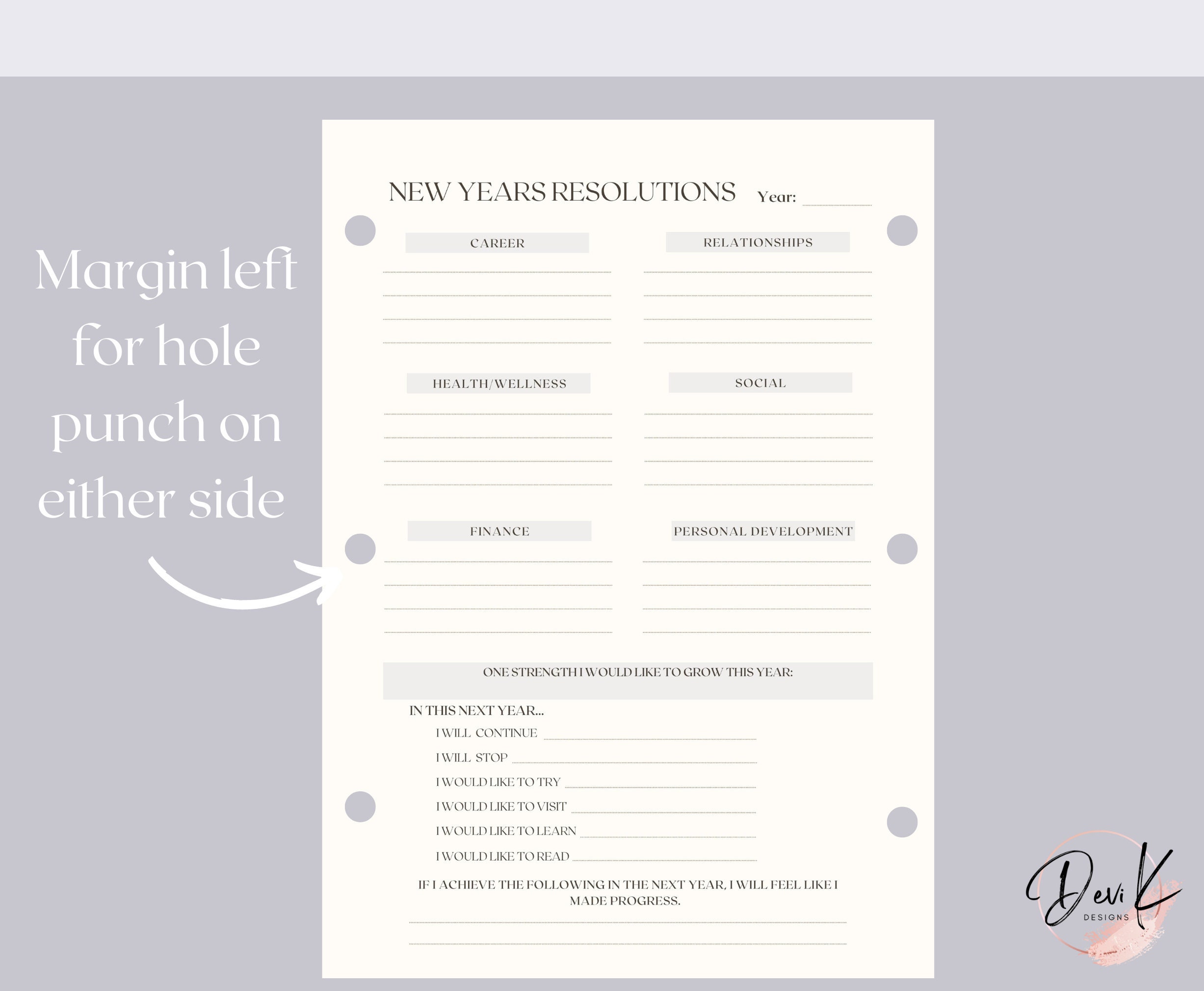 2026 New Years Resolutions Printable, Yearly Goals Planner, Self-growth ...