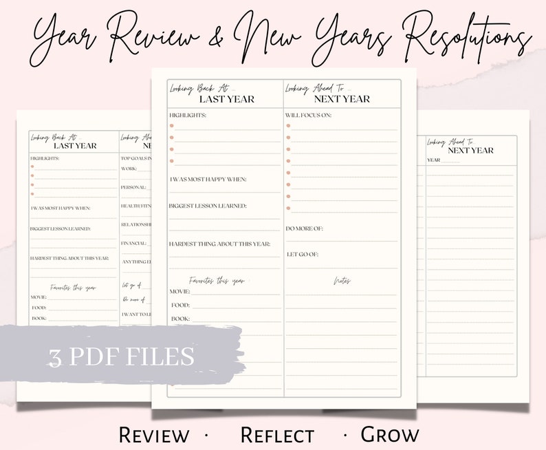 2023 2024 Year End Review Planner New Years Resolutions Year Etsy