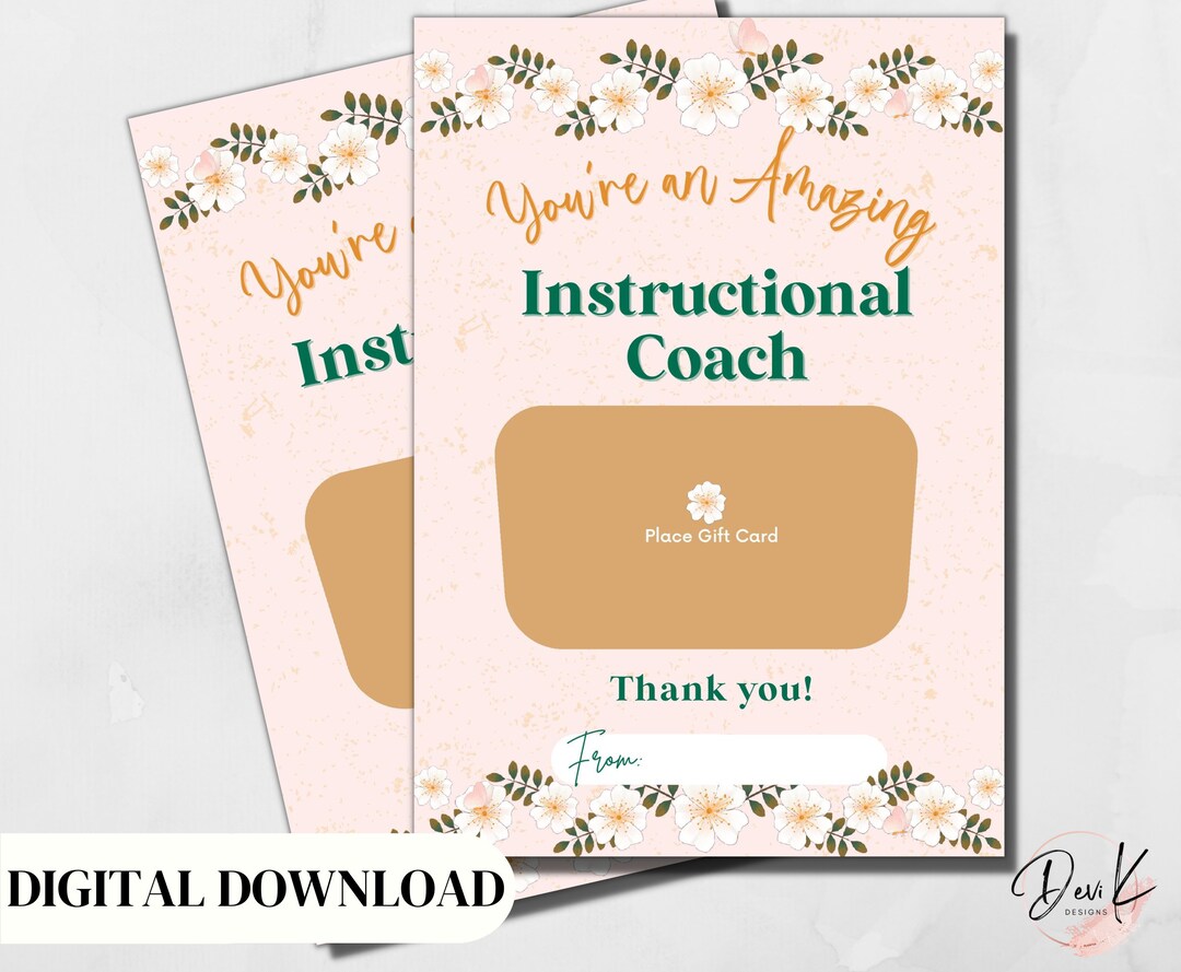 Instructional Coach Appreciation Gift Card Holder, Mentor Gift, Digital
