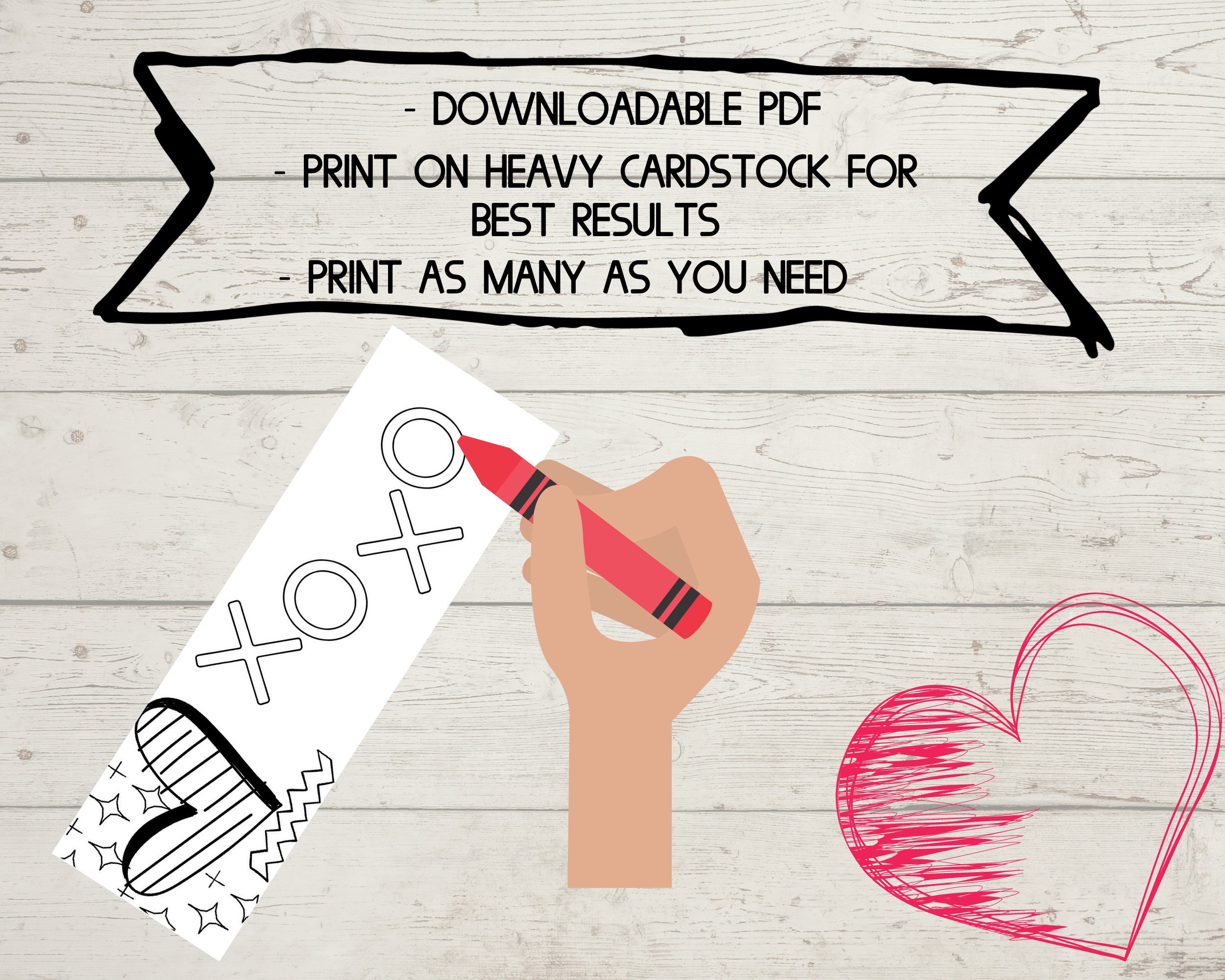 Printable Valentines Day Coloring Bookmarks Set of 5 - Etsy