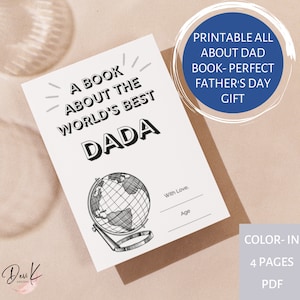 O melhor Dada do mundo, livro para impressão Tudo sobre Dada para o Dia dos Pais, presente para impressão dos netos, atividades e lembranças infantis, colorido