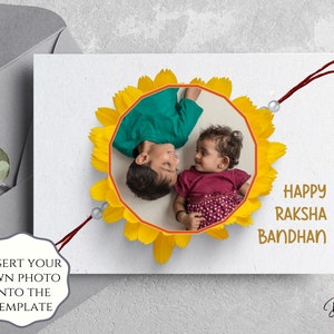 Custom Photo Raksha Bandhan Card, Personalized Rakhi Picture Card, Modern Rakhi Printable, Instant Digital Download image 2