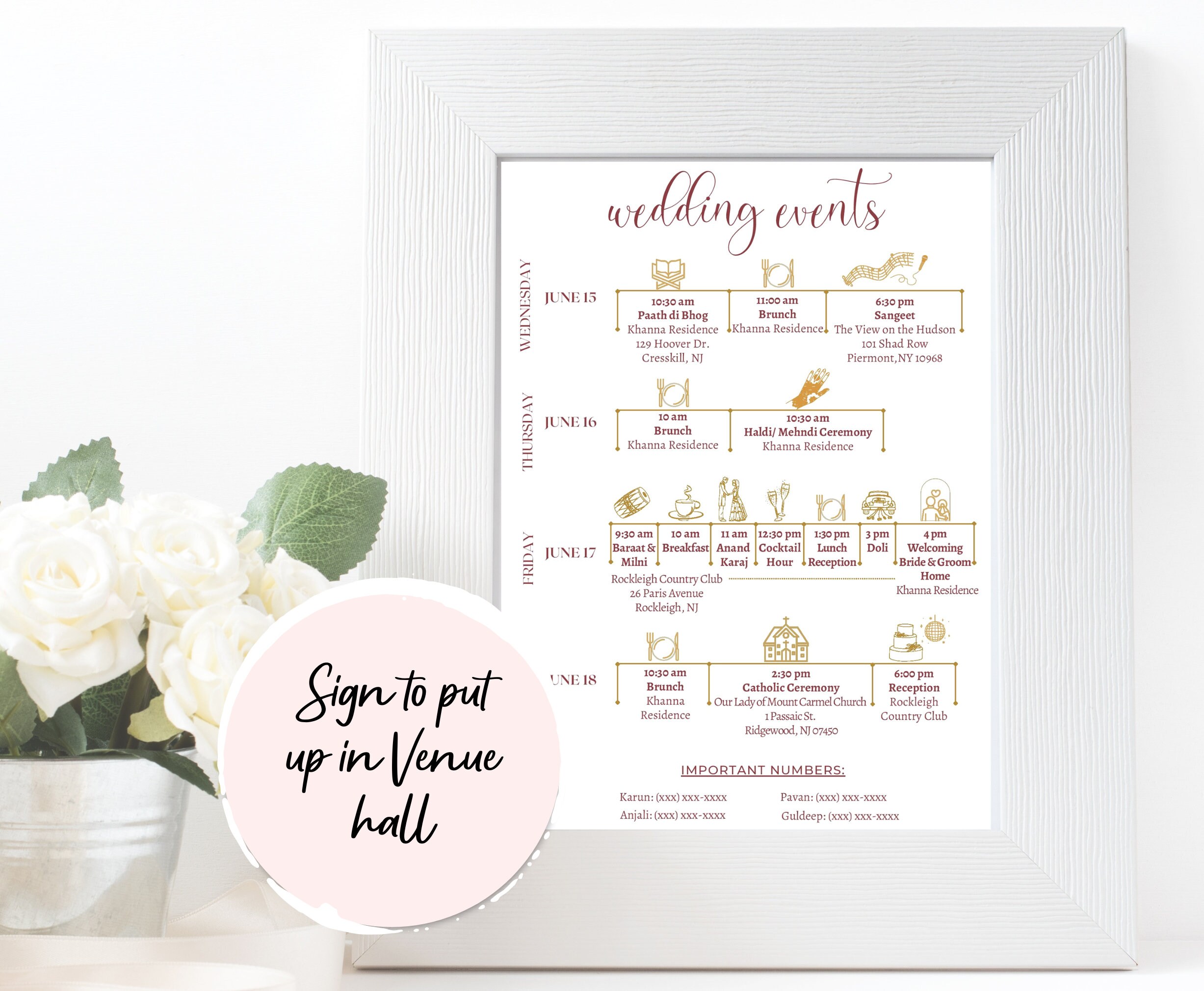 Pavanxxx - Editable Floral Elephant Wedding Itinerary Wedding Weekend - Etsy