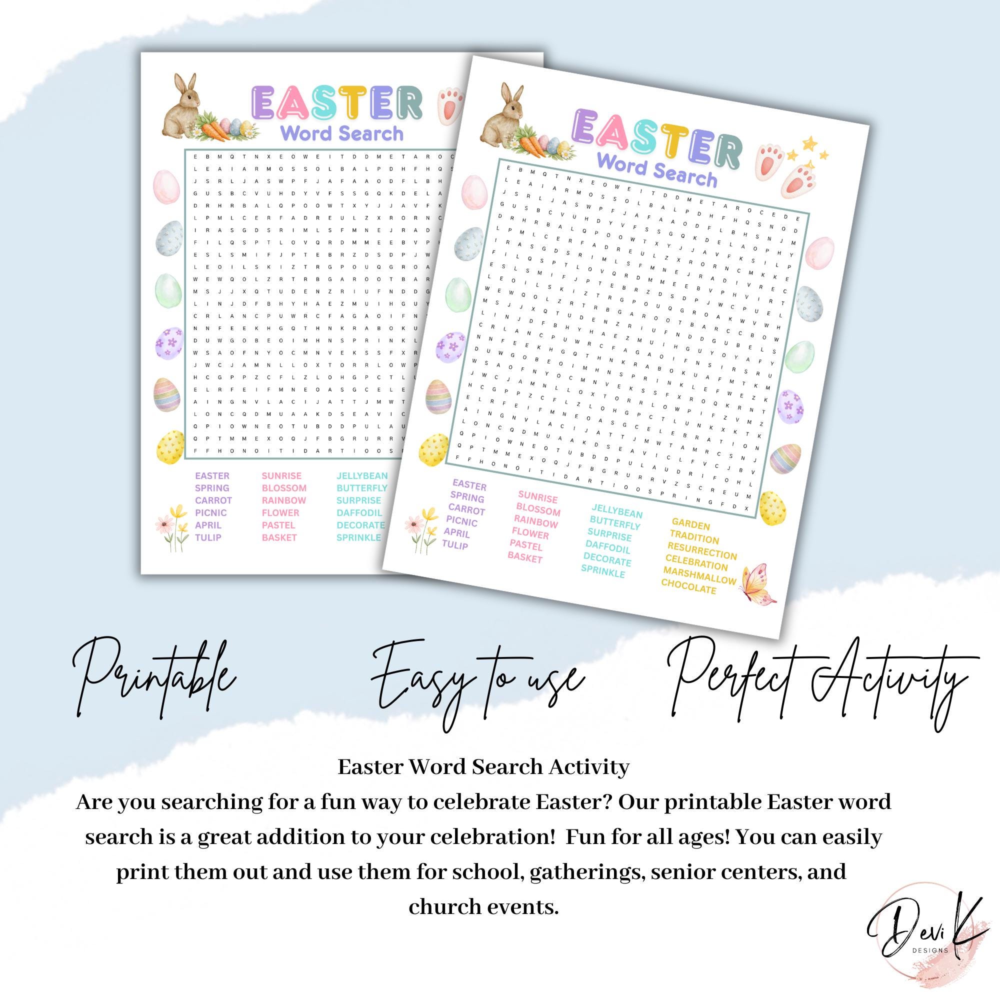Printable Easter Word Search Puzzle, Easter Activity, Fun Holiday ...