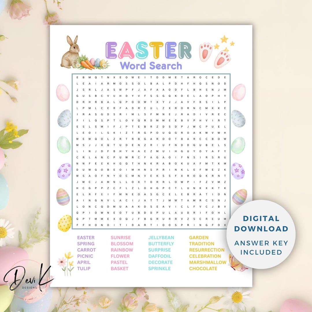 Printable Easter Word Search Puzzle, Easter Activity, Fun Holiday ...
