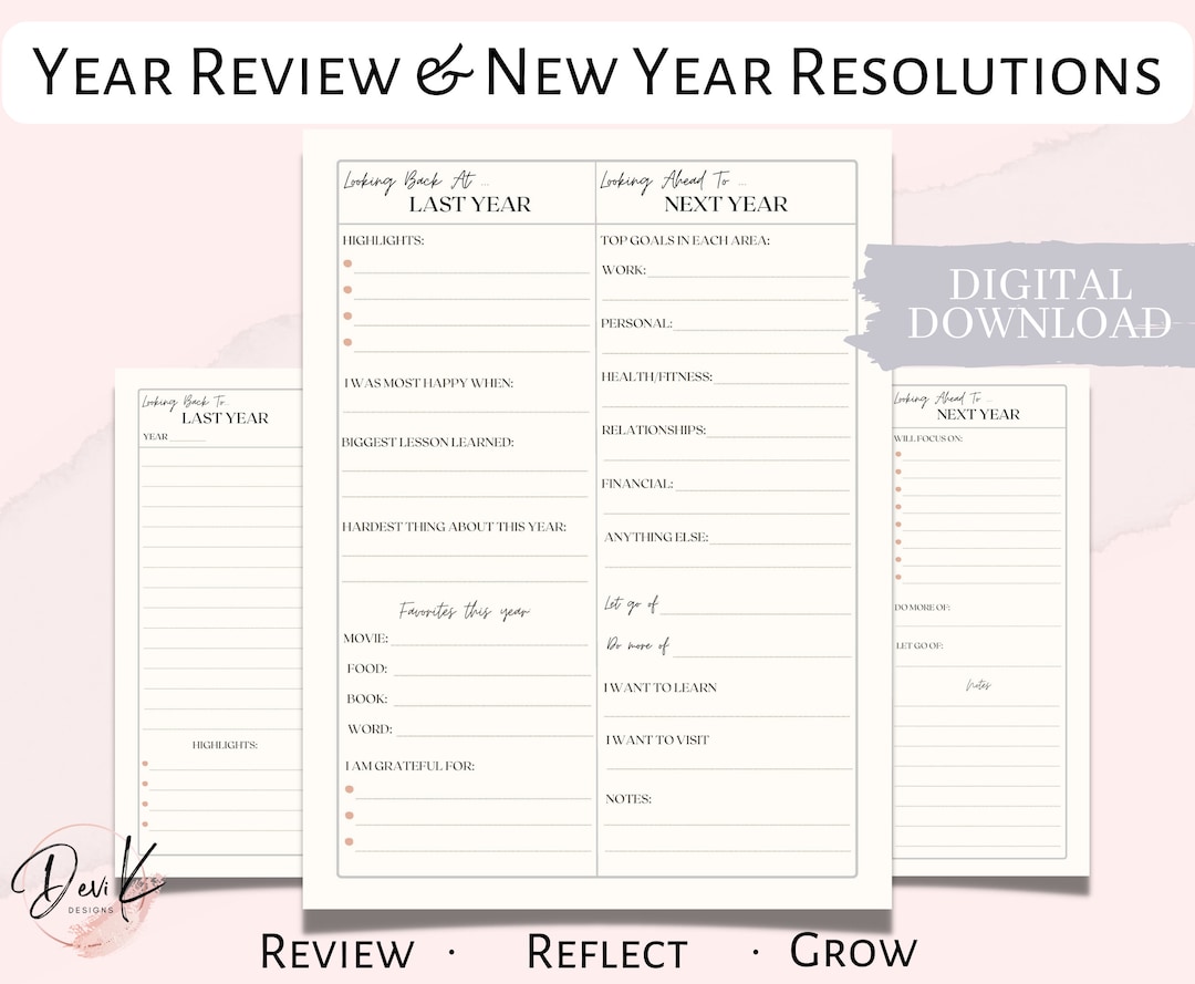 2025 2026 Year End Review Planner, New Years Resolutions, Year in ...