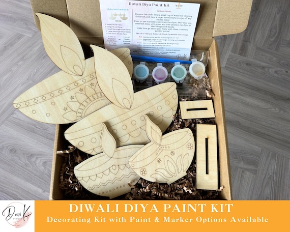 Diwali Diya Paint Kit, Diya Decorating, DIY Kids Crafts, Diwali Children Activity, Diwali Gift Set, Diwali Art, Cultural Learning, Decor