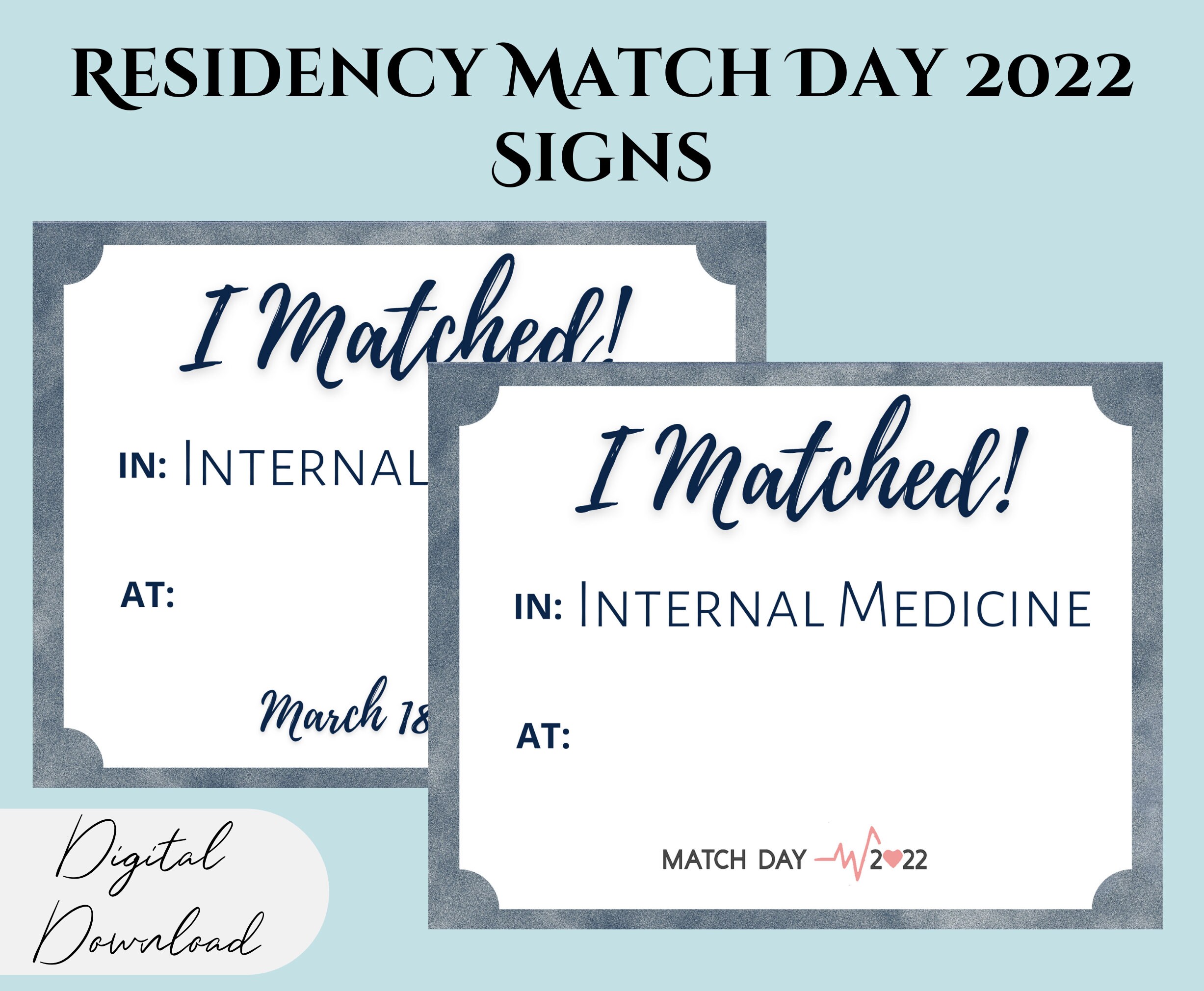 Printable I MATCHED Sign Match Day Ideas Virtual Match Day Residency