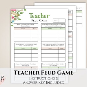 Lehrer-Fehde-Spiel, Lehrer-Trivia-Spiel, Lehrer-Anerkennungsspiel, Lehrer-Ruhestand-Spiel, Personalbesprechungs-Spiele, Eisbrecher-Spiel, druckbar