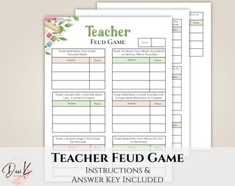 Teacher Feud Game, Teacher Trivia Game, Teacher Appreciation Game, Teacher Retirement Game, Staff Meeting Games, Icebreaker Game, Printable