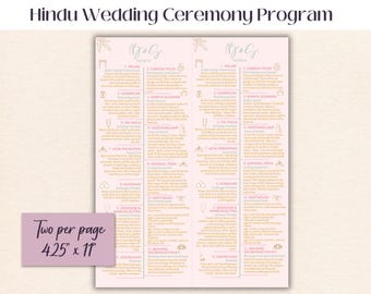 Plantilla editable para programa de ceremonia de boda hindú, ceremonia de boda india, boda gujarati, infografía hindú