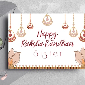 Tarjeta Raksha Bandhan, Hermana, Tarjeta Rakhi, Tarjeta Rakhi moderna, Tarjeta en blanco, Imprimible, DESCARGA DIGITAL INSTANTÁNEA