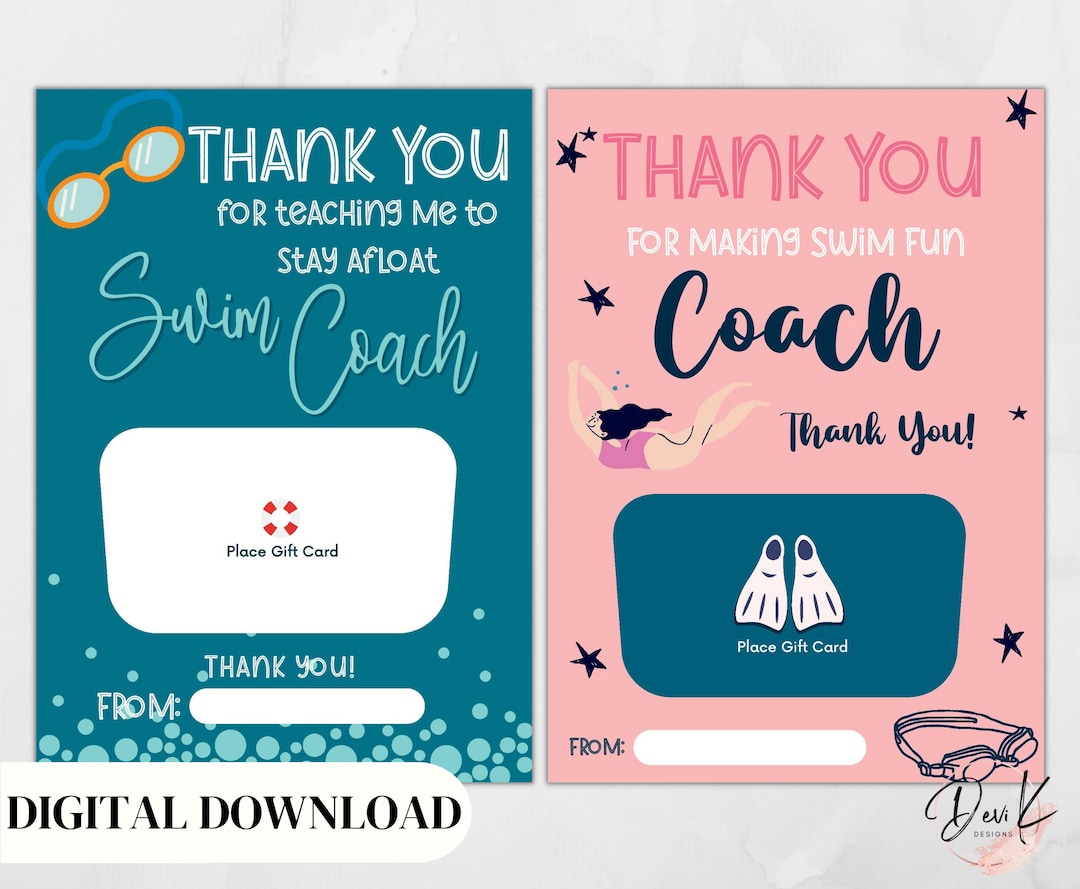 Swim Coach Gift Card Holder, Swim Teacher Gift, Swim Instructor Gift