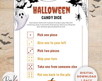 Halloween Dice Game, Halloween Classroom Party Game, Roll Dice Game, Halloween Party Game Printable, Halloween Games for Kids and Adults