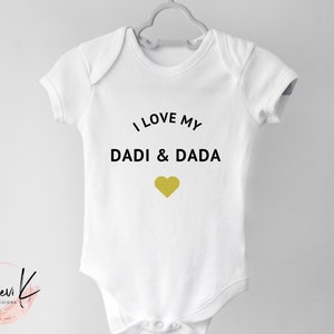 I Love My Dadi & Dada Baby Bodysuit, Indian Grandmother and Grandfather, Baby Gift, Baby Bodysuit, Baby Shower gift, Indian, Gujarati