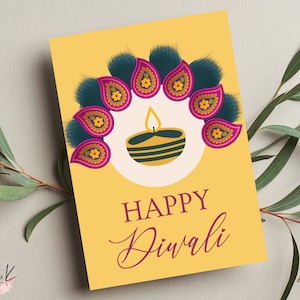 Happy Diwali Grußkarte, moderne Diwali Karte, Diwali Wünsche, Diya, Blanko Karte, printable, SOFORTIGER DIGITAL DOWNLOAD