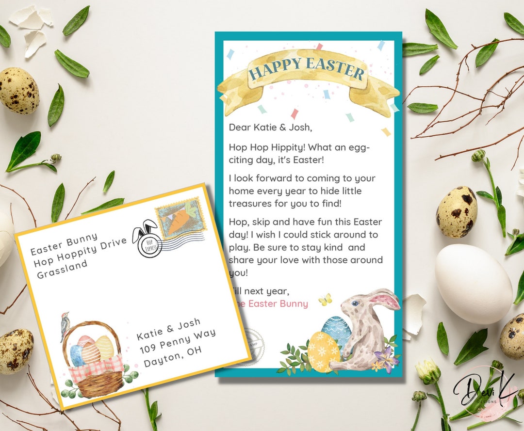EDITABLE Miniature Easter Bunny Letter & Envelope Printable Template ...
