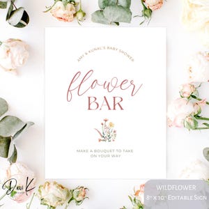 Flower Bar Wildflower Editable Signs Bundle, Bouquet Bar Sign, Make a Bouquet Sign, Baby Shower, Bridal Shower, Bloom Bar Printable Signs
