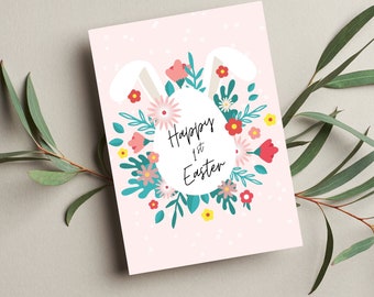 Happy 1st Easter Card, Blank Greeting card, Pink, Digital Download, Printable, 5x7