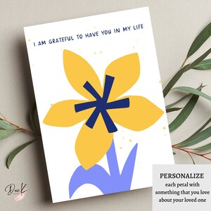 Mother's Day Gratitude Card, Keepsake, Flower Card, Modern Raksha Bandhan Card, Blank Card, Craft INSTANT DIGITAL DOWNLOAD