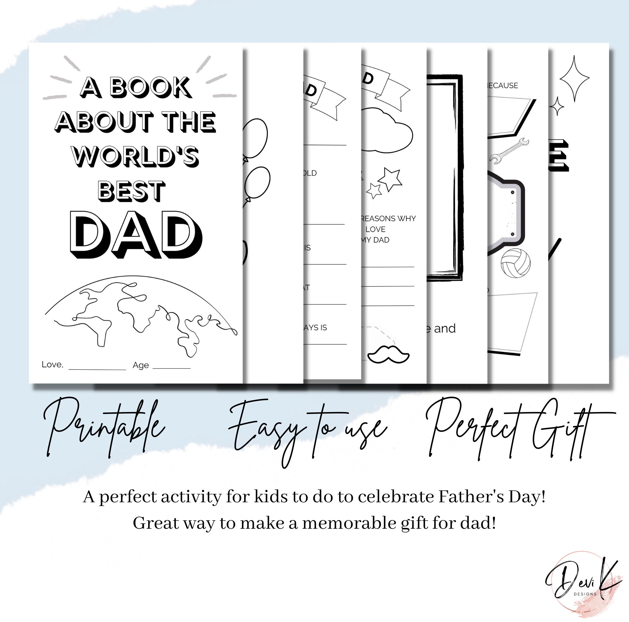 World's Best Dad,all About Dad Printable Book for Birthday Father's Day ...